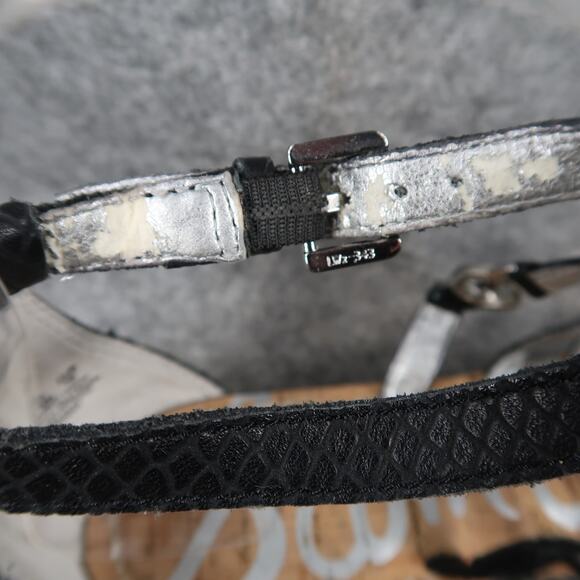 Sam Edelman Shoes Womens 7.5 Sandal Leather Caged Buckle Strappy Low Wedge Donna - Picture 4 of 12